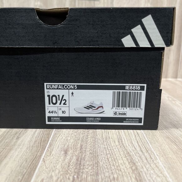 Adidas Runfalcon 5 Men\'s Size 10.5 White Black Scarlet Running Shoes IE8818 New main image 8